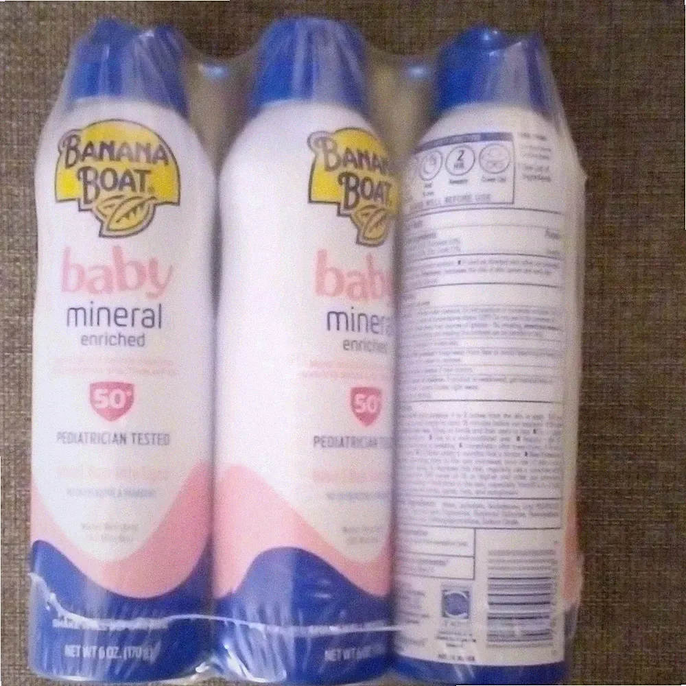 Banana Boat Baby Mineral Enriched SPF 50 Fragrance-Free Sunscreen Spray 3-Pack