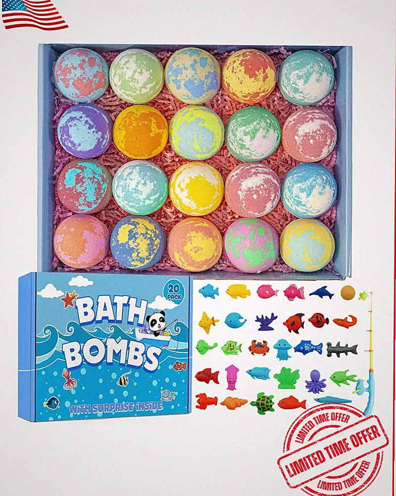 Bath Bombs for Kids with Surprise Inside, 20 Pack Handmade Bath Bomb Gift Set...