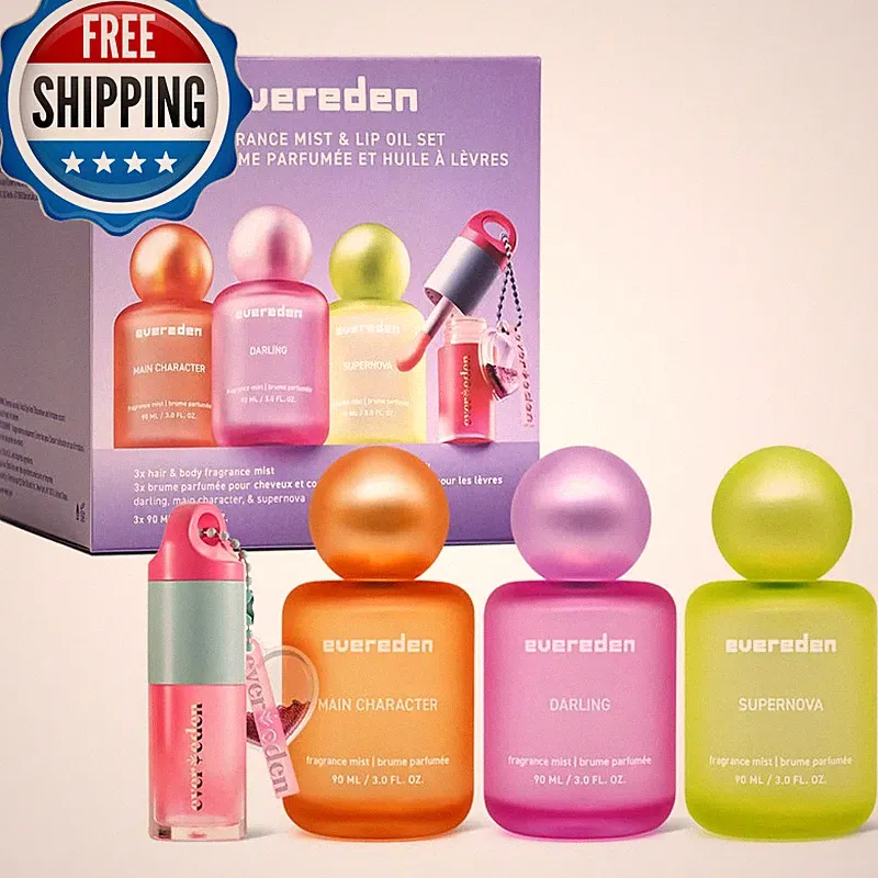 Evereden Kids Fragrance Gift Set 3 Hair Body Mists Tinted Lip Oil Clean Vegan