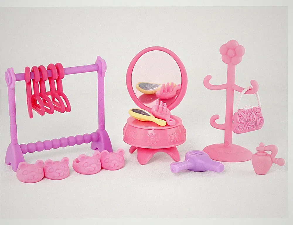 Fixed Set Accessories Clothes Tree Perfume Shoes Mirror For LPS Pet Toy Kid Gift